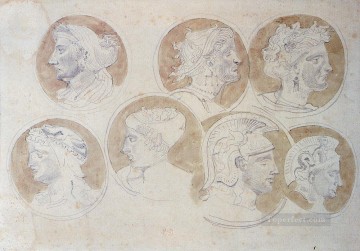  Eugene Canvas - Studies Of Antique Medallions Romantic Eugene Delacroix